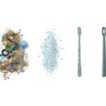 a pile of sand next to a toothbrush and a spoon